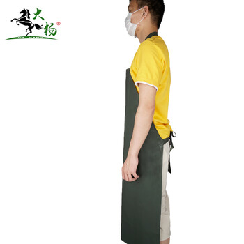 大杨106针织防水围裙 防污耐脏耐磨抗皱挂脖 工作服 军绿色