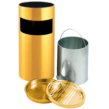 兰诗（LAUTEE）GPX-027 圆形丽格桶 酒店商场电梯口座地垃圾桶 烟灰桶 钛金