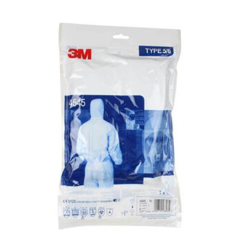 3M  4545防护服 白色带帽连体防静电防尘喷漆液体防喷溅机械维修清洁 L码1件