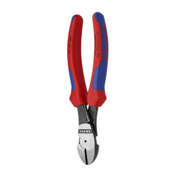 凯尼派克（KNIPEX）74 12 180 省力型斜口钳 定制 抛光 双色手柄 带复位弹簧 180mm 切割类工具 钢