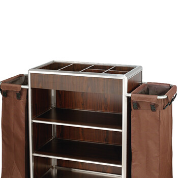 南 C-87 多功能客房服务车 咖啡色 酒店客房服务车清洁工作车房口车宾馆布草推车