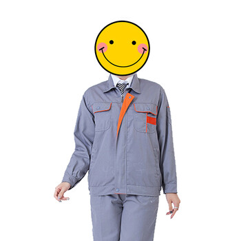 鸣固 长袖劳保工作服套装男女工厂工程服车间厂服工装灰色橘边套装 工作服 170L