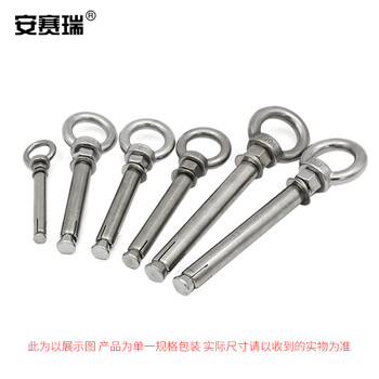 安赛瑞 不锈钢膨胀吊环 304不锈钢带圈膨胀螺栓螺丝 带环膨胀螺丝 M6×70mm（5个装）22873