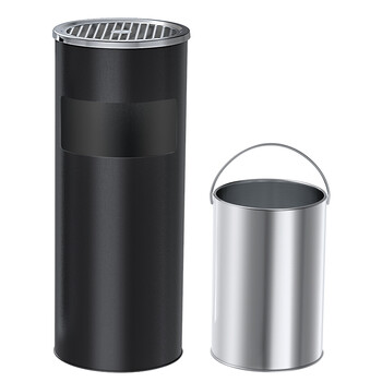 科力邦（Kelibang） 不锈钢垃圾桶 直投圆桶商场用酒店宾馆大堂会所圆形垃圾箱烟灰桶立式果皮箱 KB1021 黑色