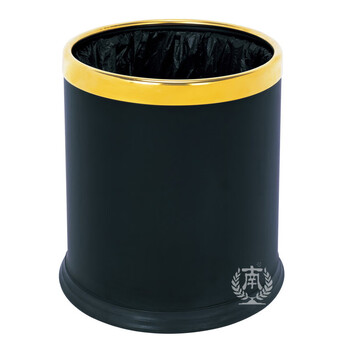 南 GPX-45 南方多层圆形垃圾桶 金圈黑色 商用酒店宾馆客房垃圾桶 房间桶 果皮桶 内桶容量9.8升