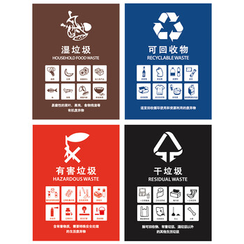 科力邦（Kelibang） 垃圾桶分类标识不干胶贴 上海干湿分类标签贴纸厨余有害标志贴30*40cm KBT001 干垃圾