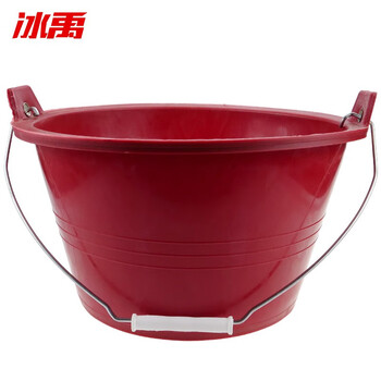 冰禹 BY-5038 泥瓦工塑料桶 建筑工地牛筋桶 加厚水泥桶 15cm经济款白色带提手
