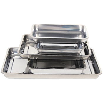 海斯迪克 HKW-97 不锈钢方盘 酒店托盘不锈钢盘仓库零件盒存储盘 04厚50*35*2浅