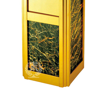 南 GPX-2 海棠角座地烟灰桶 南方垃圾桶 酒店宾馆果皮桶带烟灰缸垃圾筒 镜金 容量12升