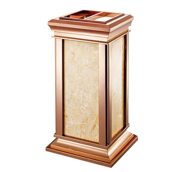 南 GPX-8A 金盖座地南方烟灰桶 玫瑰金 金华米黄 商场不锈钢垃圾桶 酒店落地烟灰桶立式果皮桶商场垃圾筒