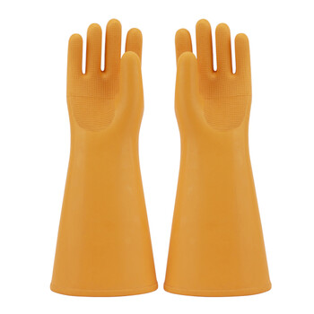 双安牌35KV绝缘手套舒适型耐压31KV带电作用橡胶手套均码黄色 1副