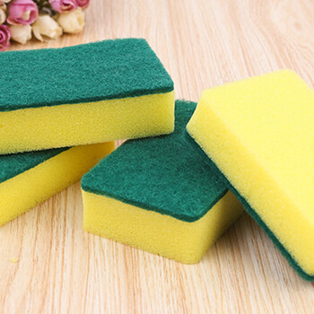 海斯迪克 HK-849 海绵百洁擦拭布 清洁双面去油污洗碗海绵 直角10*7*3cm绿黄色 5片