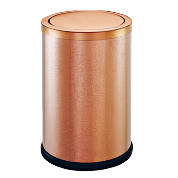 南 GPX-205C 南方小号圆形不锈钢翻盖垃圾桶 埃及纹花钢板 不锈钢垃圾桶 客厅卫生间 厨房 酒店客房桶