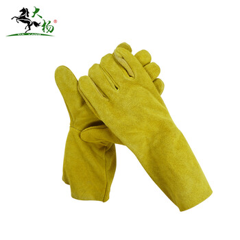 大杨261加长电焊手套 2双 反绒牛皮耐高温隔热阻燃防火花飞溅焊工烧焊劳保手套 定制