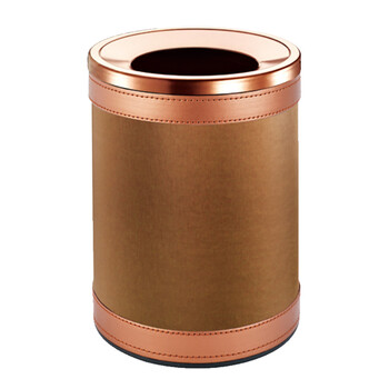 南 GPX-45QX-905 套皮房间桶 棕色皮纹 商用酒店宾馆客房套皮垃圾桶 房间桶 果皮桶 内桶容量9.4升