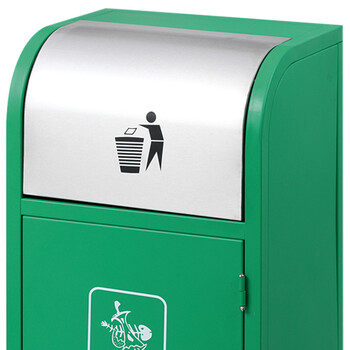 兰诗（LAUTEE）GPX126 商用分类不锈钢垃圾桶 酒店商场宾馆金属垃圾桶 脚踏-绿色厨余垃圾