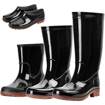 夜霸途防汛高筒雨鞋男应急救援雨靴高筒低帮水鞋男士中筒防水鞋短筒水靴厚底胶鞋套鞋 高筒30cm单鞋40码