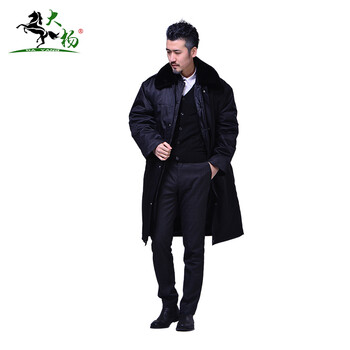 大杨291加长带拉链帽防寒大衣男 冬季加厚保暖工作服棉服保安毛领外套长款 XL码 定制