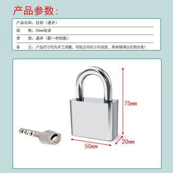 汇创佳（WHITERC）通开不锈钢挂锁防水防锈锁多用安防途锁 50mm  一把钥匙通用开多把锁