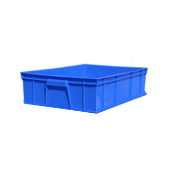 谋福 9559加厚零件盒周转箱物料盒收纳盒配件箱塑料盒五金工具盒长方形带盖（2号 蓝色650*410*155）