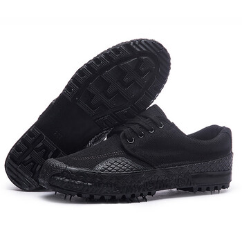 者也 3520迷彩鞋解放鞋工地劳保鞋户外耐磨工作鞋黑色40码