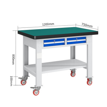 天旦重型工作台TD-T1249维修检验操作桌钳工台1.2米平二抽双层带轮子