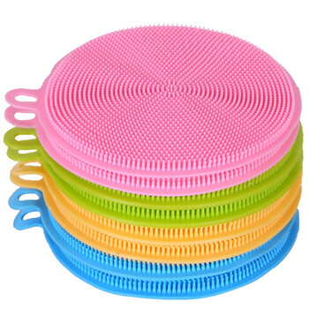 海斯迪克 HKY-124 多功能硅胶洗碗刷 去污百洁擦拭布 颜色随机10个