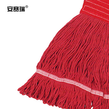 安赛瑞 美式加厚拖把夹式蜡拖 棉线打蜡墩布拖布 酒店餐厅医院用地拖 可拆洗 红色 24450