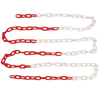 鸣固 警示链条路锥塑料反光方锥请勿泊车禁止停车牌雪糕筒路障警示柱橡胶交通设施 警示链条红白3米