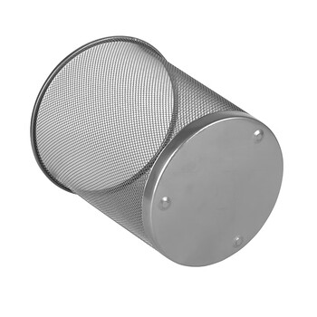 庄太太【银色中号】铁艺纸篓办公室镂空黑色铁丝网无盖垃圾桶