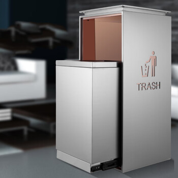 庄太太【不锈钢本色无指纹】定制酒店宾馆垃圾桶 会所大堂KTV不锈钢垃圾桶商场垃圾收纳果皮箱