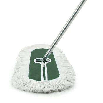 益美得 镀锌铁杆100cm大号平板拖把办公商用地拖棉线拖把物业保洁排拖尘推 分类款绿色