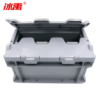 冰禹 BY-634 塑料周转箱 带盖运输物流箱 工具箱零件箱 C箱-有盖灰色