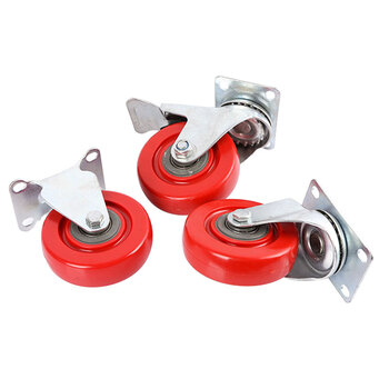 冰禹 BY-23401 转向全包红脚轮 红PVC脚轮货架手推车小轮子 4寸单轮4个/包