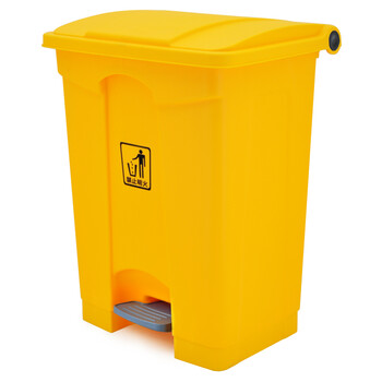 兰诗（LAUTEE）MJ18001 户外脚踏带盖垃圾桶 酒店宾馆商场翻盖果皮箱 30升黄色