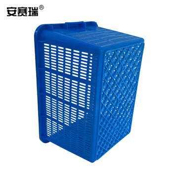 安赛瑞 加厚塑料周转筐 610×425×355mm(一个装)周转箩蔬菜水果箱收纳筐 物流快递分类框 蓝色 24565