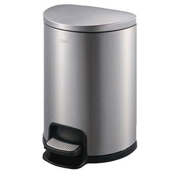 南 SJ5-D01 半圆形脚踏桶  砂银钢 防指纹 5升容量 果皮桶  商用酒店宾馆客房不锈钢垃圾桶