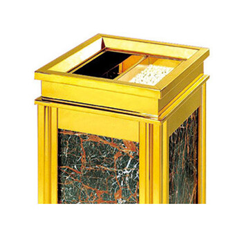 南 GPX-6A1 四菱角座地烟灰桶 南方垃圾桶酒店宾馆果皮桶带烟灰缸垃圾筒 中号镜金 内桶容量11.7升