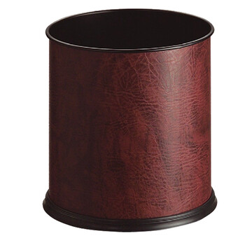 南 GPX-106 南方圆形单层垃圾桶 酒红色皮 商用垃圾桶 酒店宾馆客房果皮桶