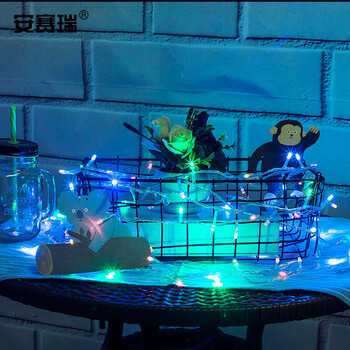 安赛瑞 LED串灯 花园围栏挂灯 春节圣诞装饰布置 满天星彩灯闪灯 30米300灯蓝白 24076