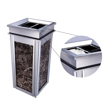 科力邦（Kelibang） 不锈钢垃圾桶 直投方桶大号酒店金属垃圾桶宾馆商场电梯口烟灰桶垃圾桶微晶上开口 KB1020 咖啡