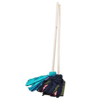 兰诗（LAUTEE）DM-184 混色绒布拖把 酒店物业商用老式木杆圆头拖把 10个装