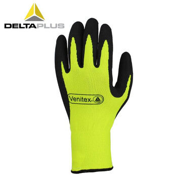 代尔塔（Deltaplus）201733 VV733 工作荧光劳保手套 乳胶涂层耐磨抗撕裂强透气棉纱13针织 定做 9码 12双