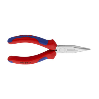 凯尼派克（KNIPEX）25 05 140 尖嘴钳带剪口(无线电元件用钳) 镀铬 双色手柄 140mm 切割类工具 钢