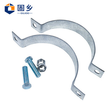 固乡【电线杆双半圆抱箍】管夹 广告牌 镀锌扁铁 管道卡箍 水管电缆 拉线抱箍 固定架（直径60mm）