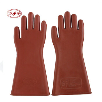 双安 12KV橡胶绝缘手套（直板）电工电力配电房用3KV高压带电作业手套 定做 1副