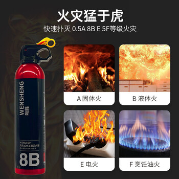 吻胜 水基灭火器 车载手提式灭火器 便携式消防器材家庭商用灭火器 酒店厂房消防灭火器消防年检灭火器 500ml