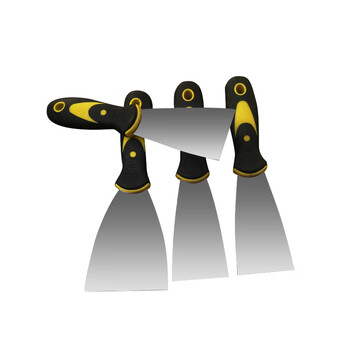 兰诗（LAUTEE）210354 双色柄油灰刀 不锈钢碳钢刮腻子刀加厚抹刀 双色柄4寸 5把/盒