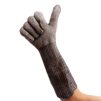 者也（ZYE）防割手套屠宰杀鱼服装裁剪防切伤防护钢丝手套不锈钢劳保手套 长款