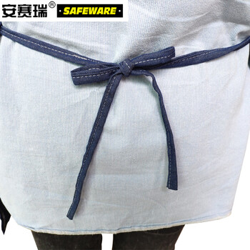 安赛瑞 牛仔围裙 夏季薄款牛仔布工厂车间防污围裙 服务员挂脖式围裙工作罩衣工作围裙 蓝色 11380